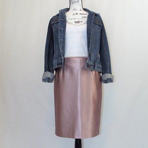 Calvin Klein Metallic Pink Pencil Skirt Size 8 Petite